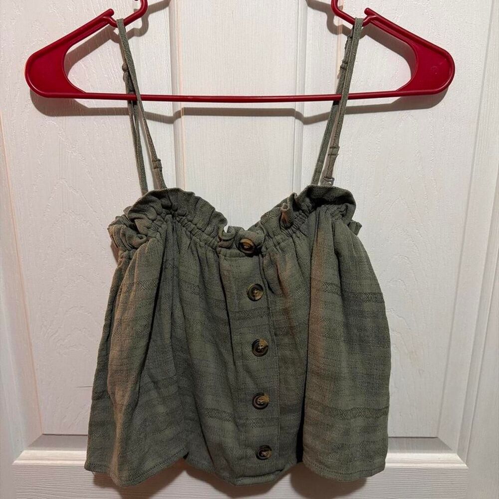 American-eagle Women's Green and Khaki Crop-top